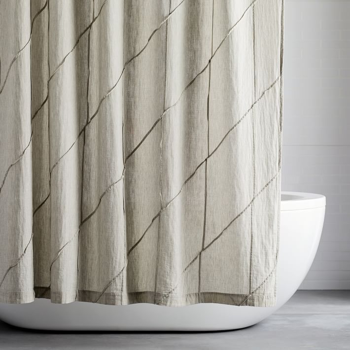 Pleated Grid Shower Curtain West Elm