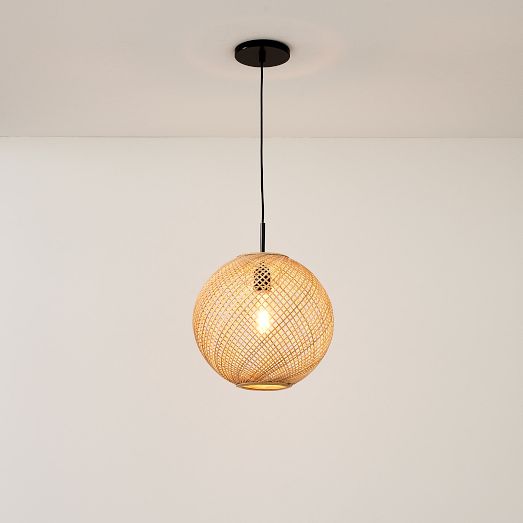 wicker globe pendant light