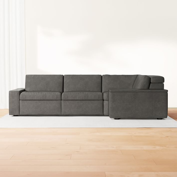 west elm leather reclining sectional