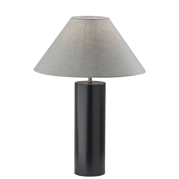 wood column table lamp