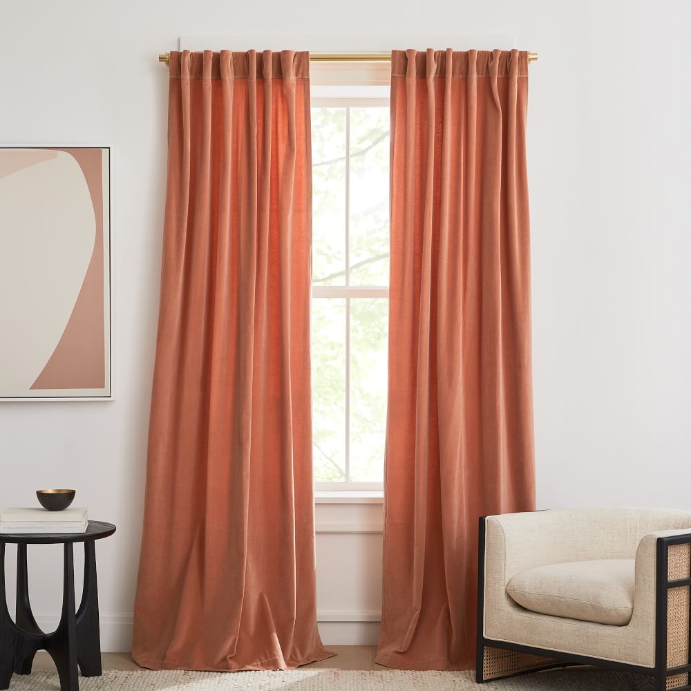 Cotton Velvet Curtain Terracotta West Elm
