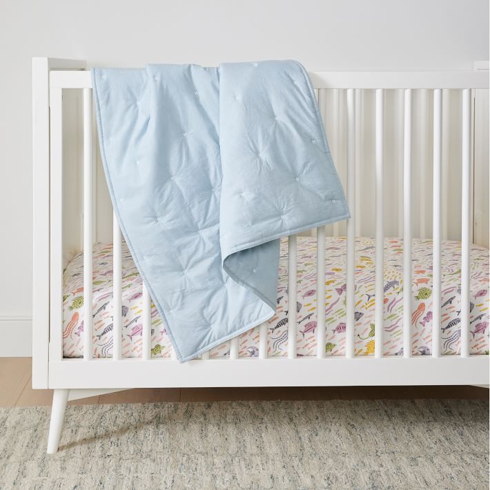 Washed Cotton Toddler Quilt White, Baby Bedding West Elm