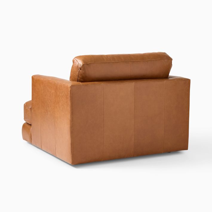 camel leather chair and a half