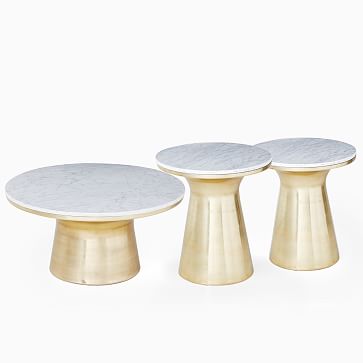 west elm marble topped pedestal side table