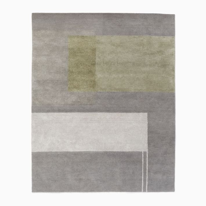 Colorblock Shine Rug Dark Olive West Elm