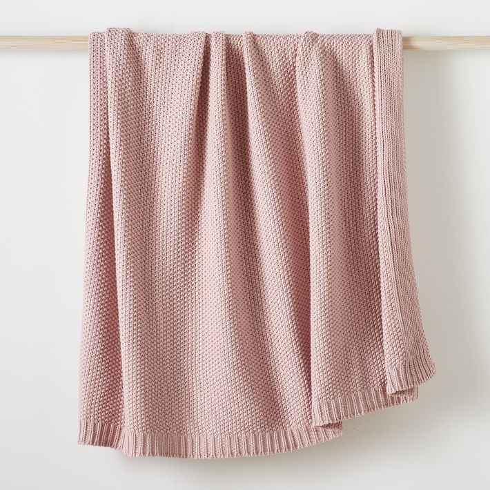 Cotton Knit Throw Pink Stone, 50x60 West Elm