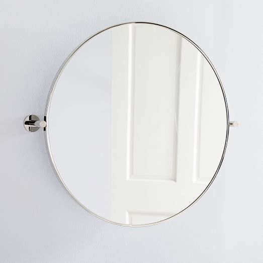Metal Frame Pivot Mirror Round, Polished Nickel, 24" West Elm