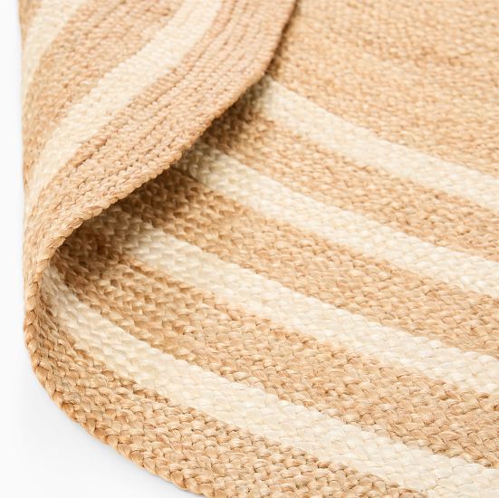 Pinstripe Border Round Rug | West Elm