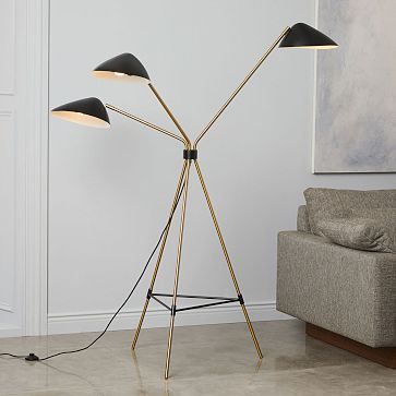 Curvilinear Mid-Century 3-Light Floor Lamp (68