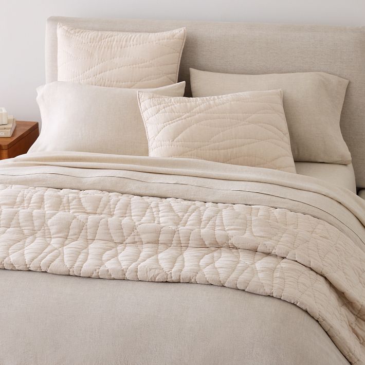 European Flax Linen Cotton Ripple Quilt & Shams West Elm
