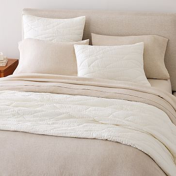 European Flax Linen Cotton Ripple Quilt & Shams | West Elm