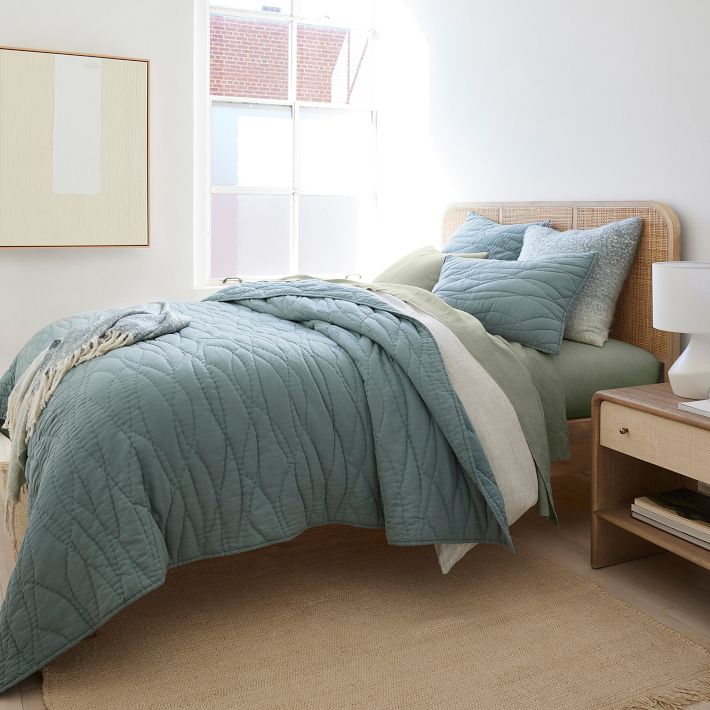 European Flax Linen Cotton Ripple Quilt & Shams West Elm