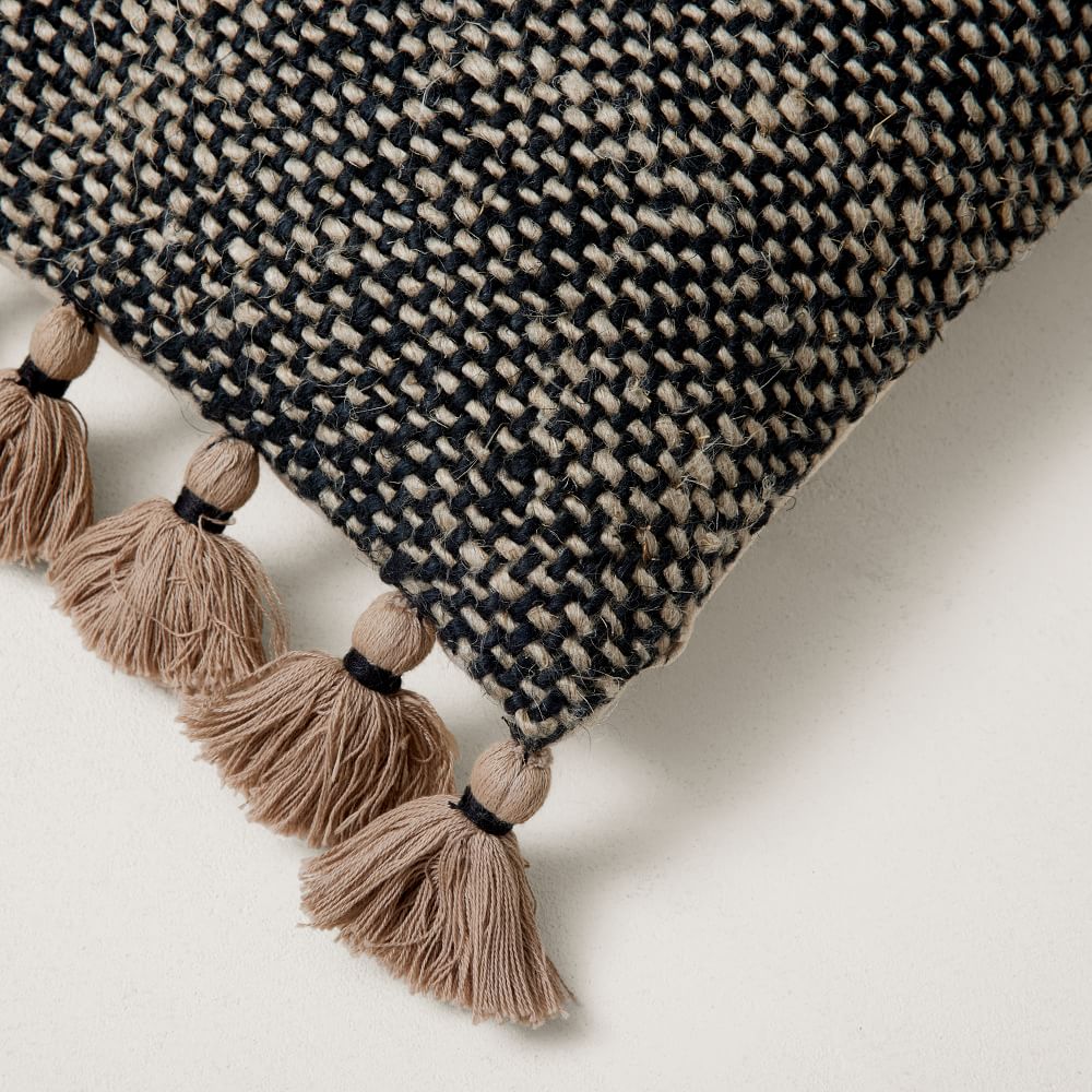 TwoTone Chunky Linen Tassels Pillow Cover West Elm