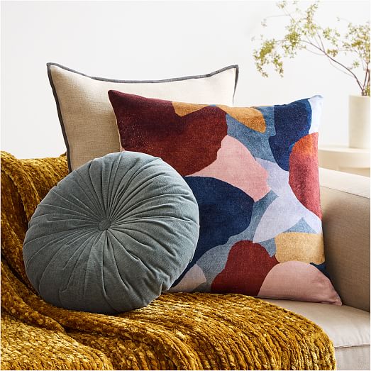 Classic Velvet Tufted Round Pillow West Elm