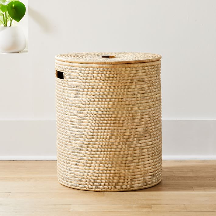 Wooden Handle Lidded Hampers West Elm