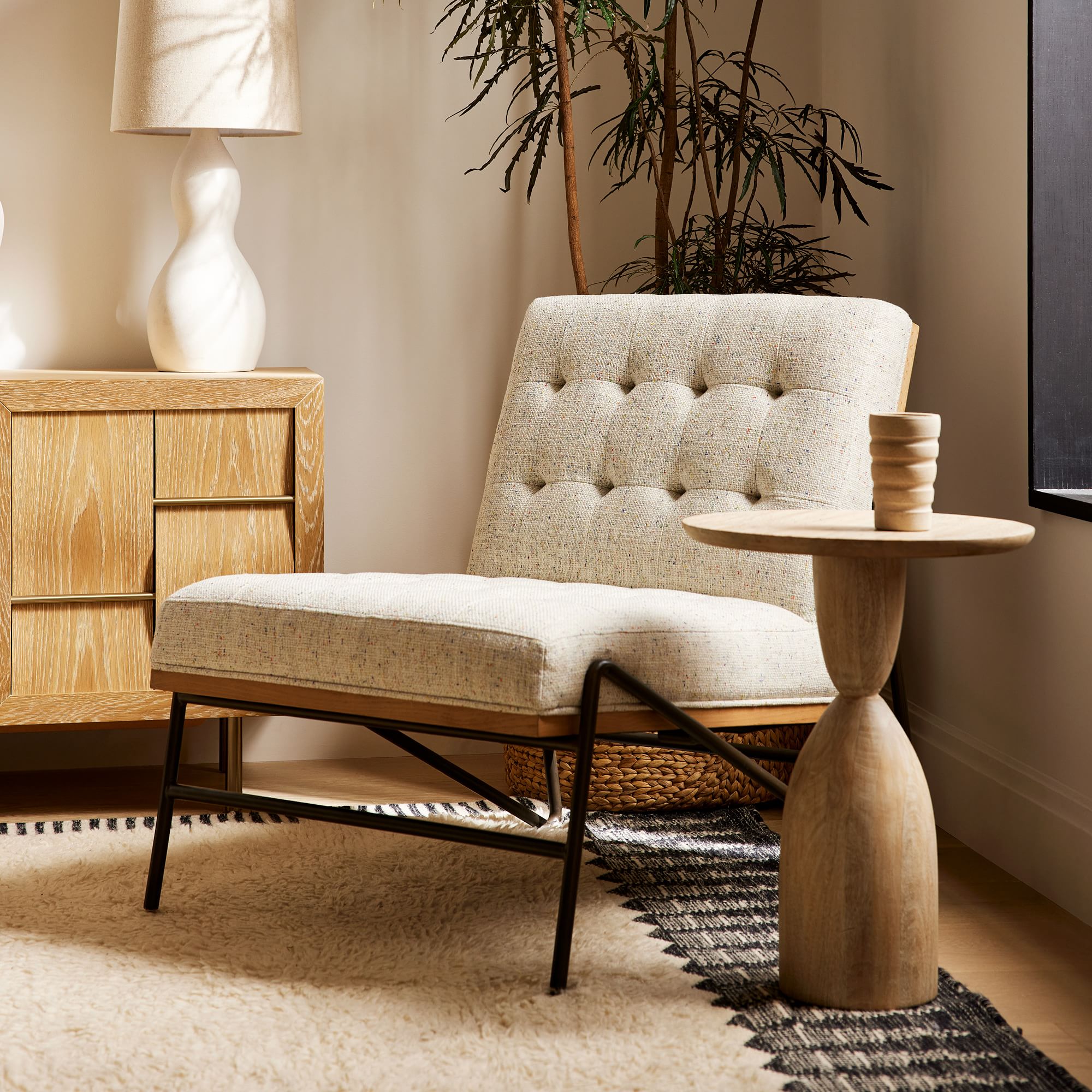 West Elm VS Crate and Barrel: Angled Legs Chair in cream