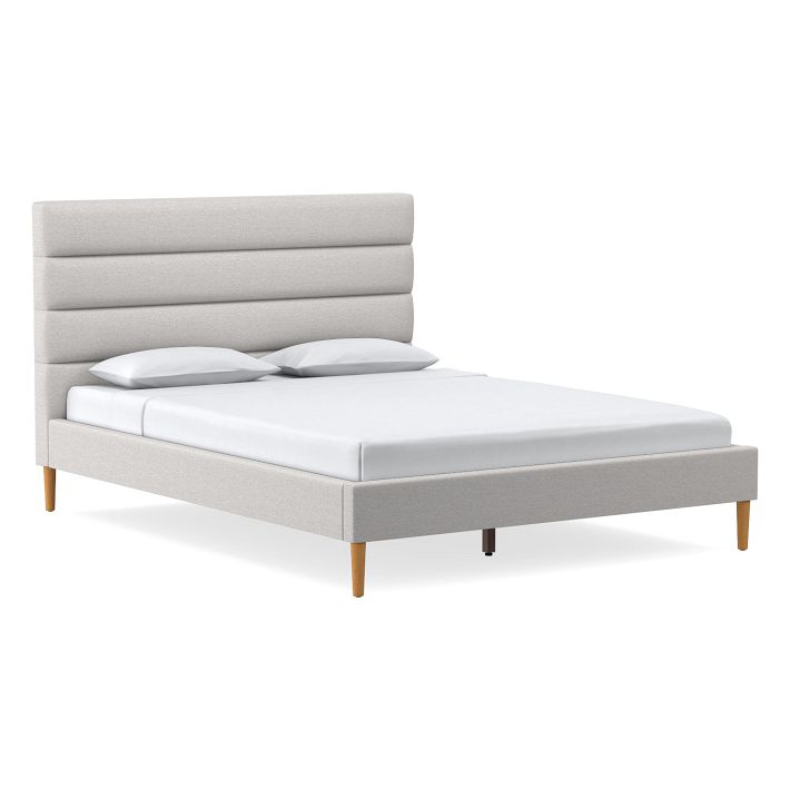 Emmett Horizontal Tufted Bed Wood Legs West Elm