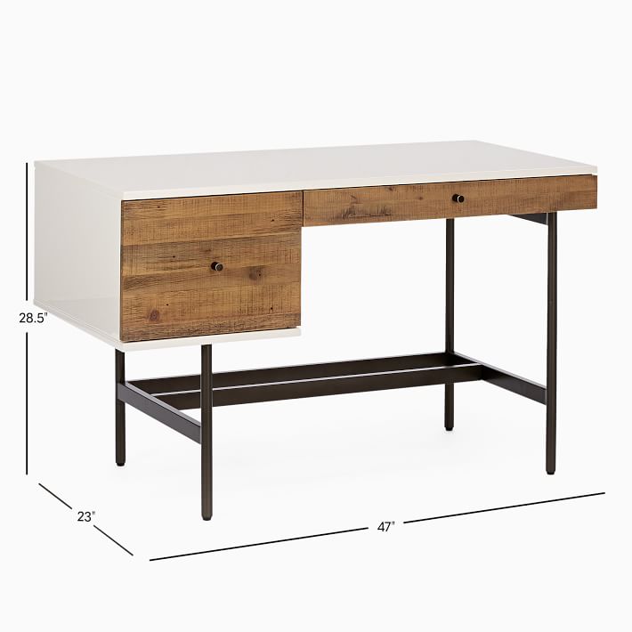 white reclaimed wood desk