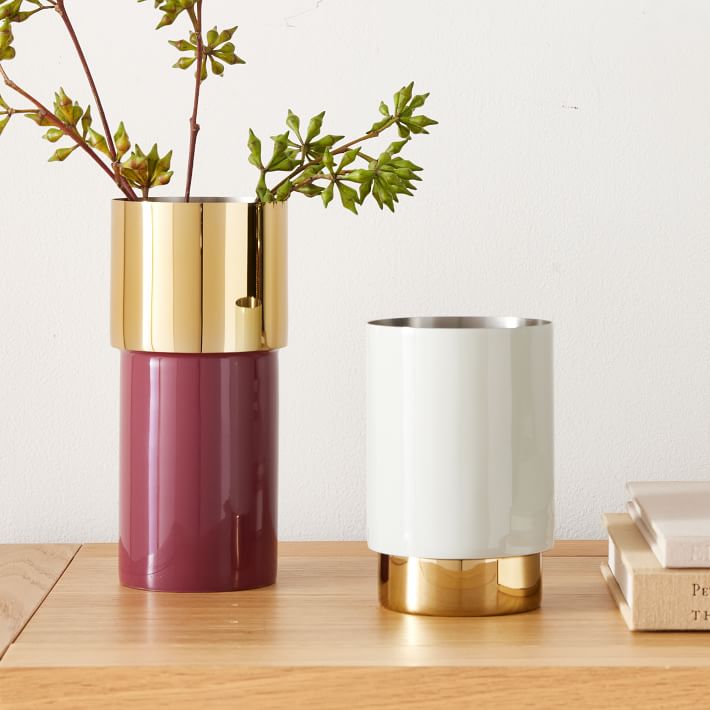 Enamel Brass Tube Vases West Elm