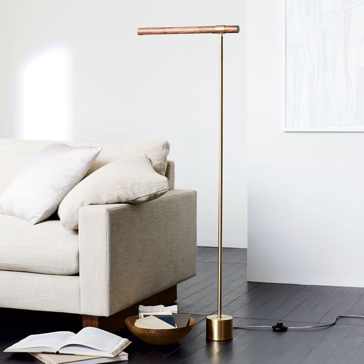 west elm linear wood led floor lamp