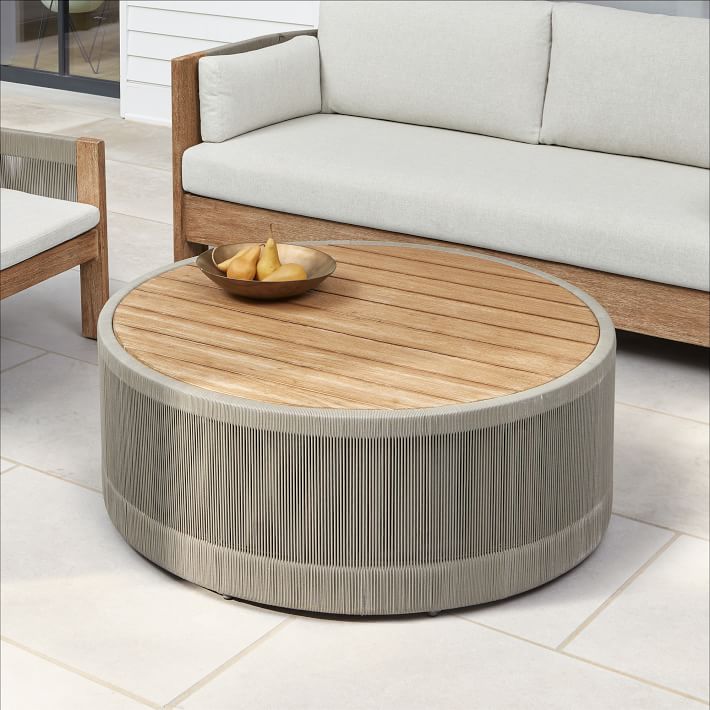 porto round wood coffee table