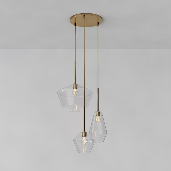 3 light glass chandelier