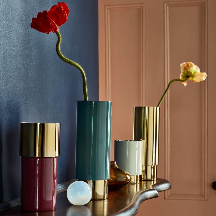 Enamel Brass Tube Vases West Elm