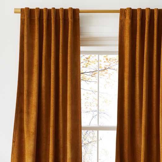 Worn Velvet Curtain Alabaster West Elm