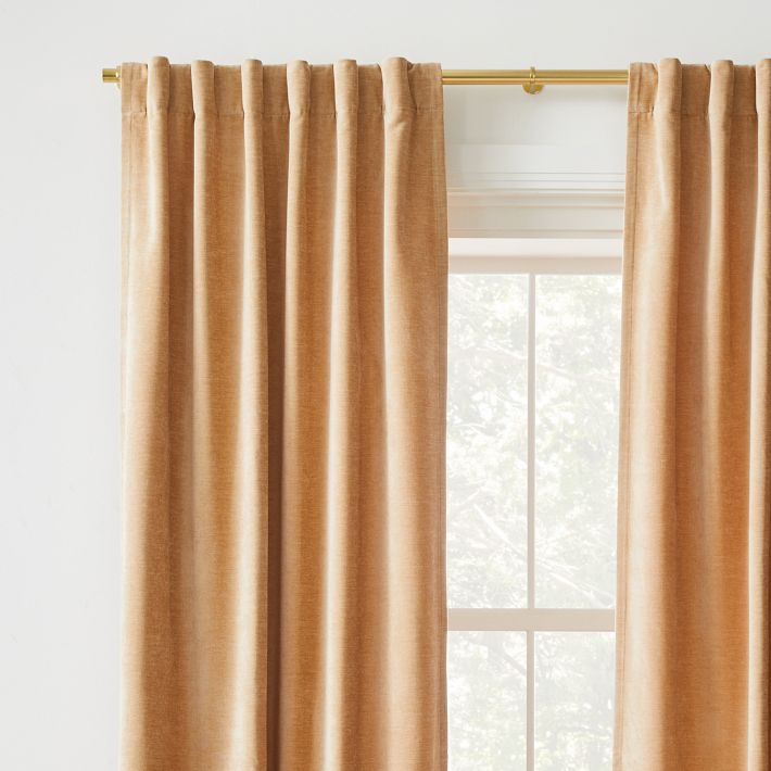 Worn Velvet Curtain Camel West Elm