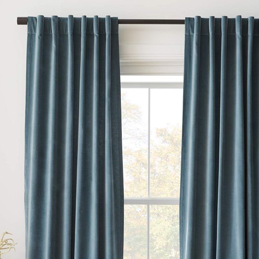 Cotton Velvet Curtain Slate West Elm