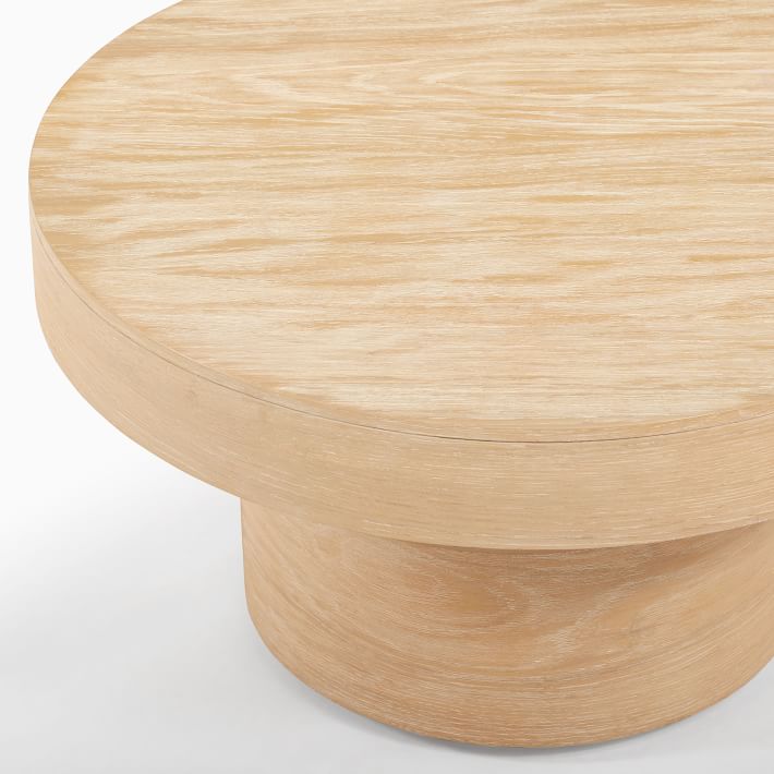 Volume Round Pedestal Coffee Table Wood Modern Living Room
