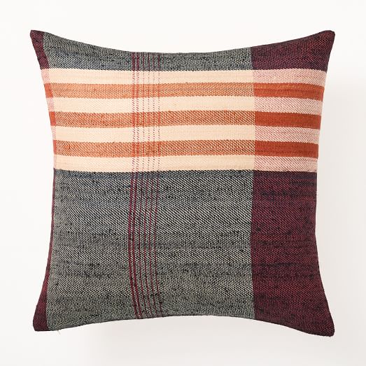 orange plaid pillow cover