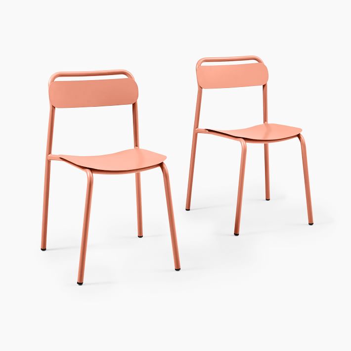 West Elm Outdoor Metal Stacking Dining Chair (Set of 2, Terracotta)