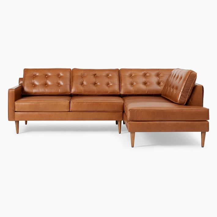 Drake Leather 2Piece Terminal Chaise Sectional (100") West Elm