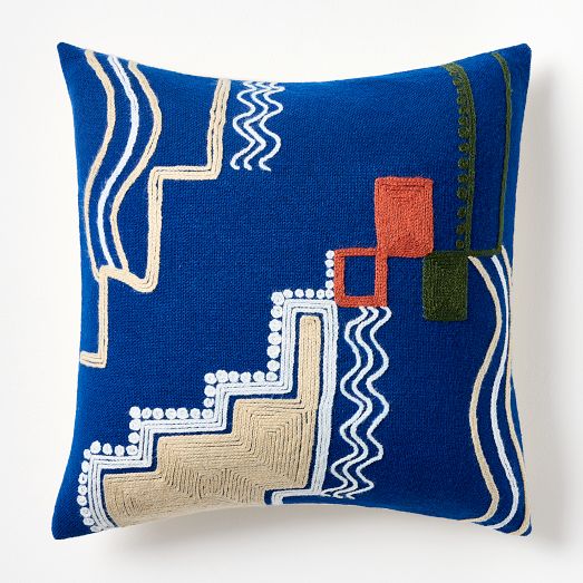 Diego Olivero Wool & Cotton Envelope Embroidered Pillow Cover West Elm