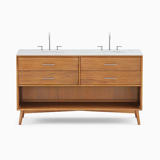 MidCentury Open Storage Double Bathroom Vanity (63") Acorn West Elm