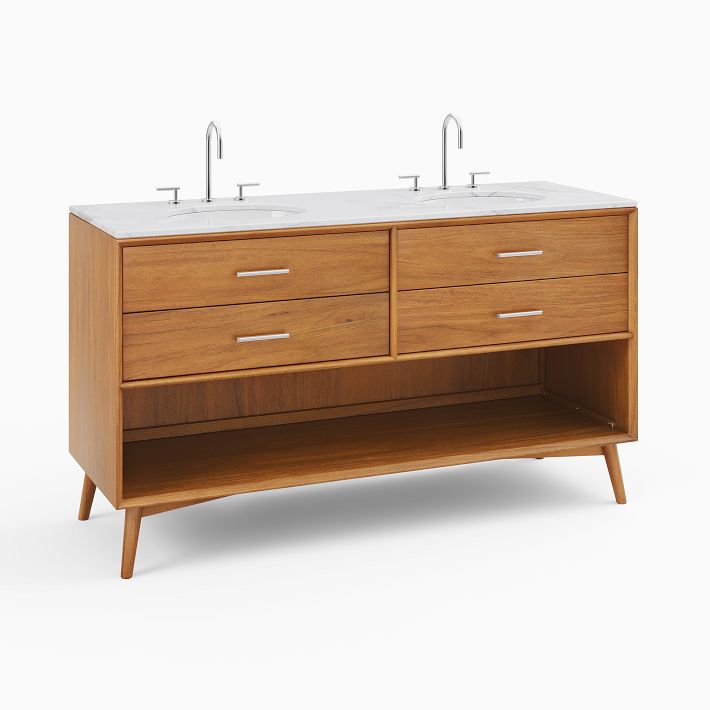 Mid-Century Open Storage Double Bathroom Vanity (63") - Acorn | West Elm