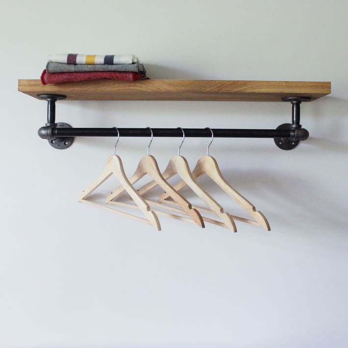 Monroe Trades Wood Shelf w/ Hanging Bar | West Elm