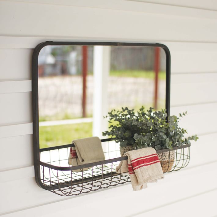 Wire Basket Shelf Mirror (27") West Elm