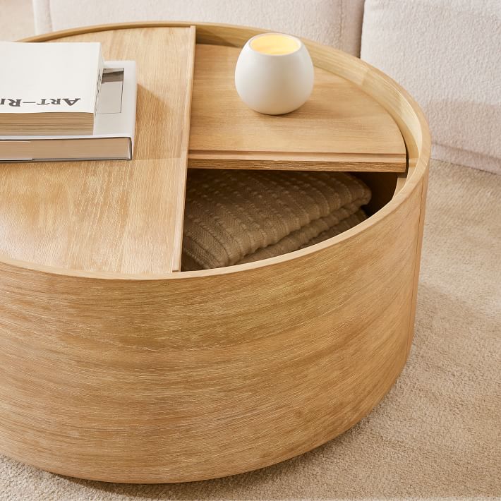 west elm round storage coffee table