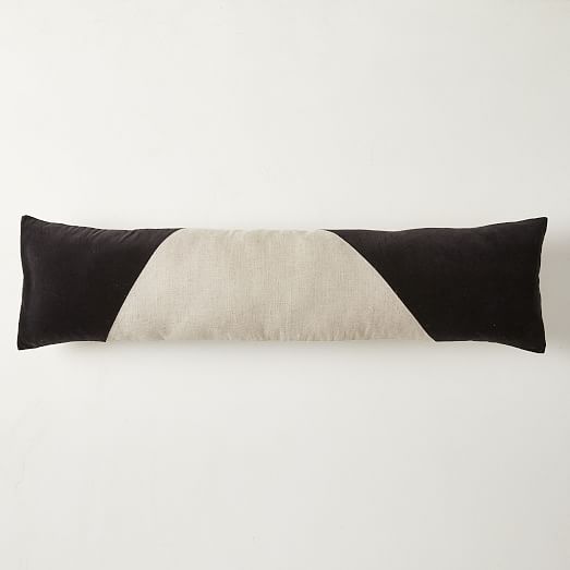Cotton Linen & Velvet Corners Oversized Lumbar Pillow Cover | West Elm