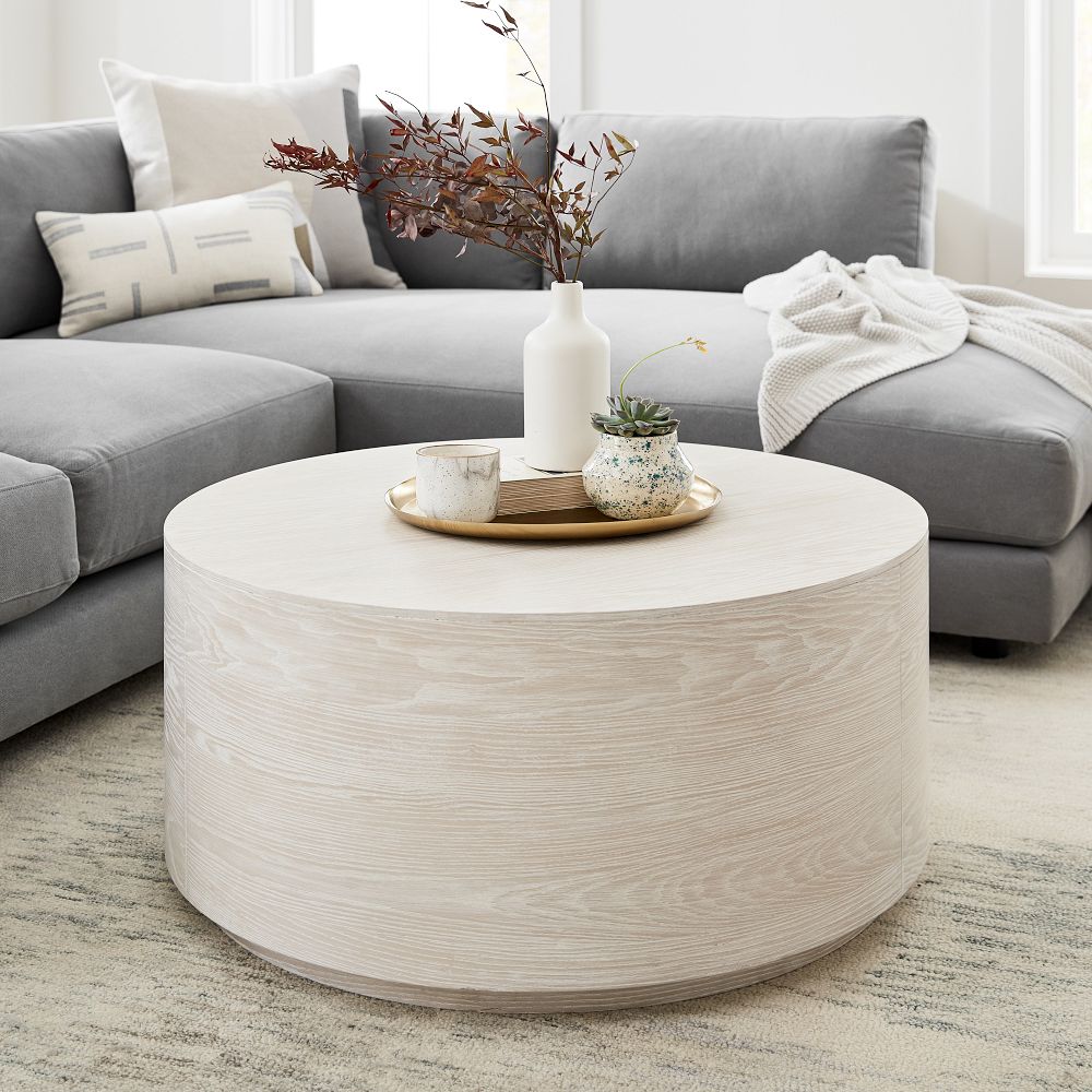 Volume Round Drum Coffee Table (36"–44") - Wood | West Elm