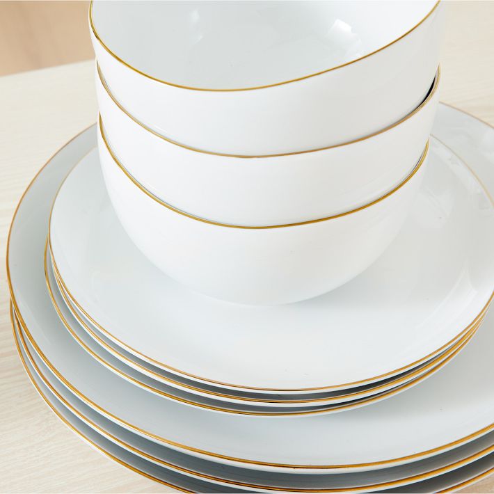 Organic Gold Rimmed Dinnerware Collection West Elm
