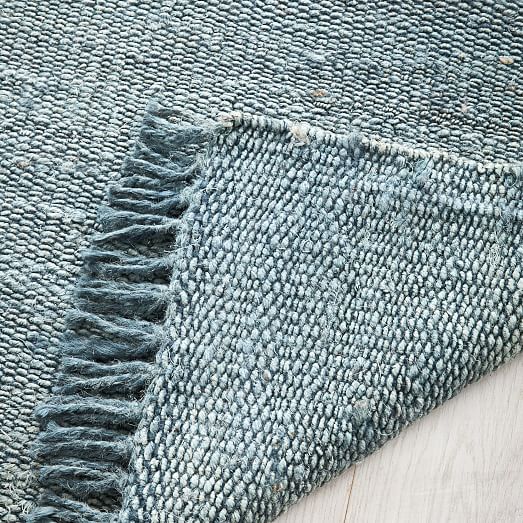 Sun Faded Jute Rug Icy Teal West Elm