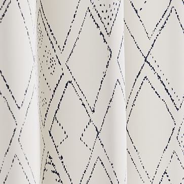 Cotton Canvas Hand-Drawn Diamond Curtains (Set of 2) - Midnight | West Elm