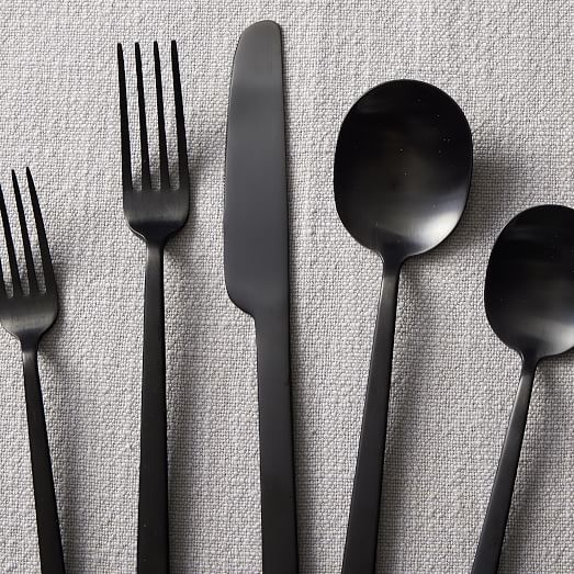 Kanto Stainless Steel Flatware Sets Black Satin West Elm