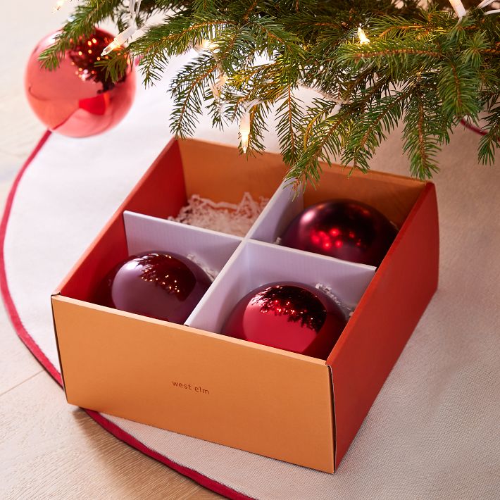 Large Tonal Red Ornaments (Set of 4) West Elm