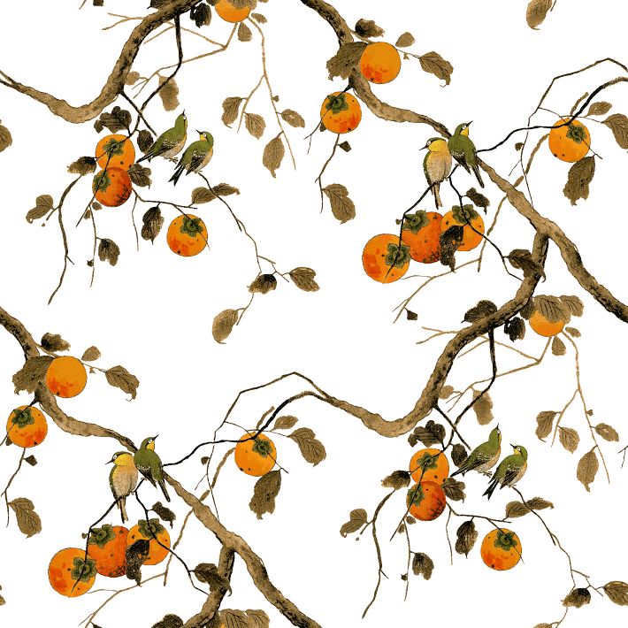 Wallshoppe Persimmon Birds Removable Wallpaper by Nathan Turner | West Elm