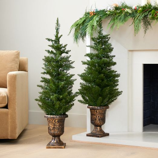 Potted Hard Needle Christmas Trees (Set of 2) West Elm