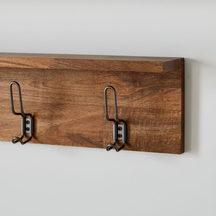 Industrial Wall Shelf w/ Hooks (42") West Elm